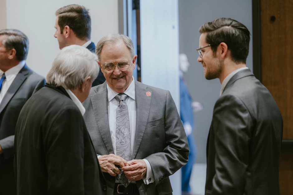 Dr. Lee Todd (center), Nick Such (right)